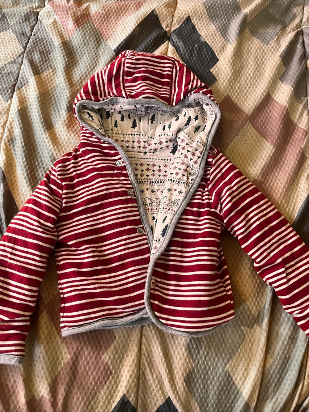 Kids' Hooded Reversible Fabric Puffer Jacket